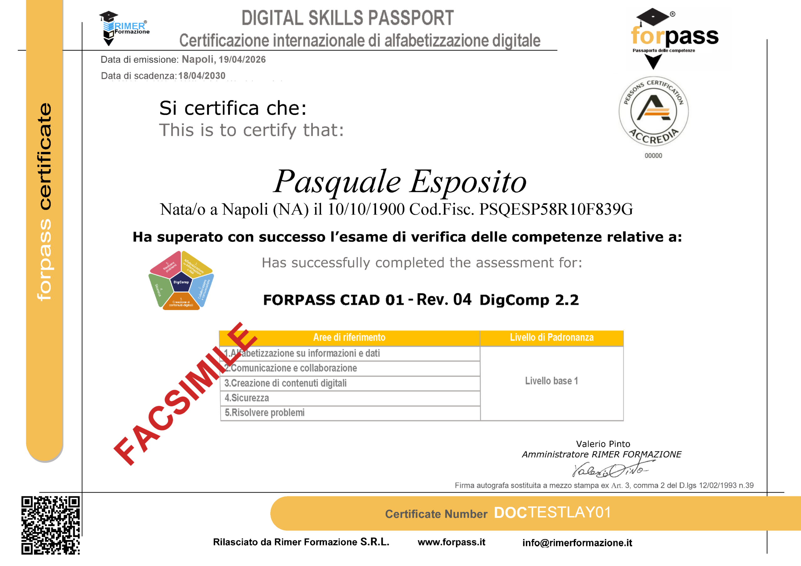 FORPASS CIAD 01 | DigComp 2.2 accreditata ACCREDIA